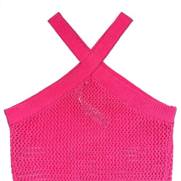 Zara Pink Knit Halter Crop Top Size Small - Picture 4 of 11